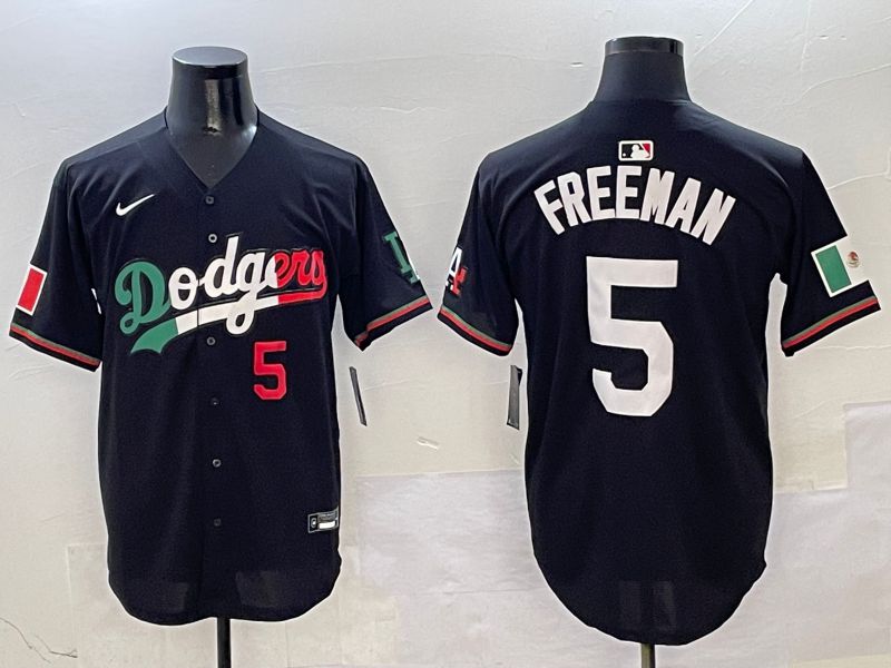 Men Los Angeles Dodgers #5 Freeman Black Mexico Nike 2025 MLB Jersey style 5